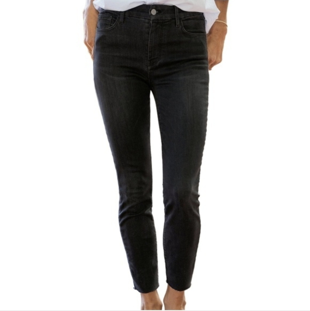 Frank & Eileen Sligo Skinny Jeans Washed Black Raw Hem Size 29